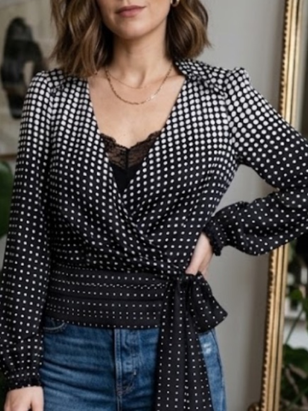 White House Black Market Polka Dot Blouse